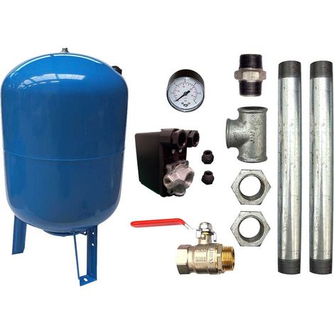 Aquasystem – Surpresseur eau vertical 200l – Pression max 10 bars – Pressostat 230V – Manomètre axial 0 à 6 bars – Compatible pompes immergées et de surface