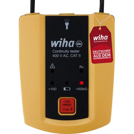 Wiha Durchgangsprüfer mit Ton bis 400 V AC, CAT II inkl. 2x AAA-Batterien I mit Taschenlampenfunktion I LED-Anzeige (45222)