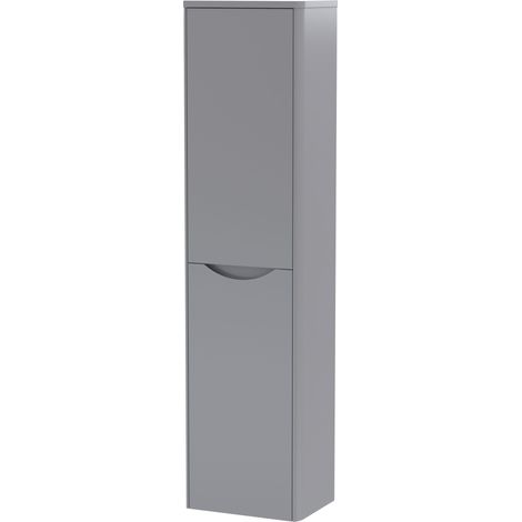 Nuie Lunar Satin Grey 1392mm x 356mm Single Door Tall Wall Hung Storage Unit - SML262 (1/4)