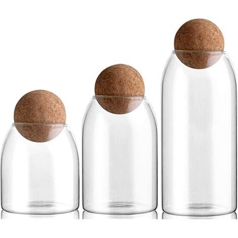 3-teiliges Glasbehälter-Set mit Deckeln – Küchenaufbewahrungsbehälter – Luftdichte Behälter für Nudeln, Mehl, Vorräte, Müsli (1/5)