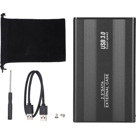 Boîtier disque dur externe USB 3.0 3 To Plug & Play pour SSD/HDD, compatible ordinateur portable et OS X, stockage de données, noir (1/5)