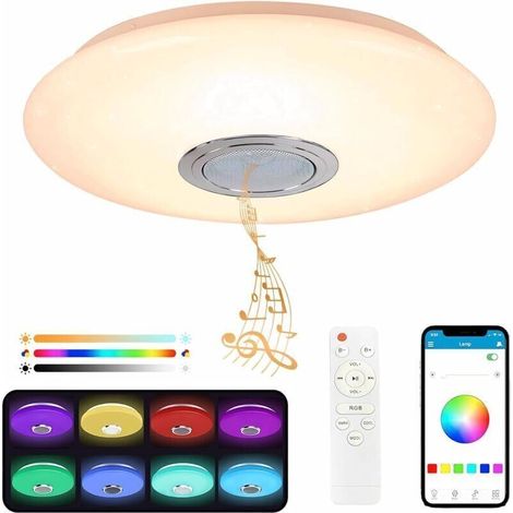 LED Ceiling Light - 36W - With Bluetooth Speaker - Color Changing Ceiling Light - Remote Control and Mobile App - 3600LM - 3000-6500K - IP44 - For Bedroom, Living Room, Bathroom (1/5)