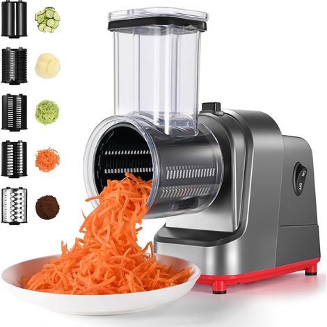 Zosudull - Coupe légumes électrique 300W - 5 lames coniques en inox – Découpe précise pour salades et plats - Nettoyage facile