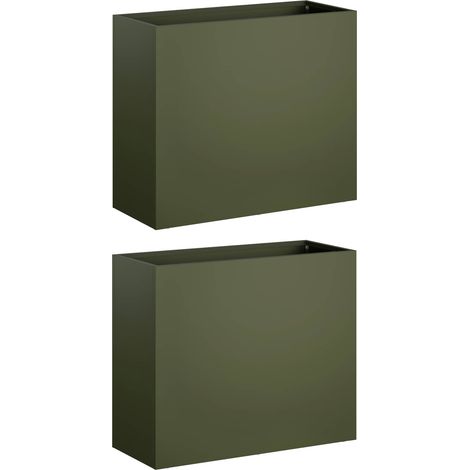 Maison Exclusive - Vaso da giardino 2 pz Verde Oliva 50 x 20 x 40 cm (1/5)