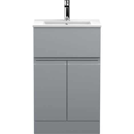 Hudson Reed Urban Floor Standing Vanity Unit with Basin 2 Satin Grey - 500mm Wide (1/5)