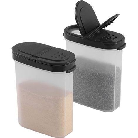 Pots à épices 270 ml (9,5 oz) en plastique noir hermétique, salières et poivrières (lot de 2) (1/5)