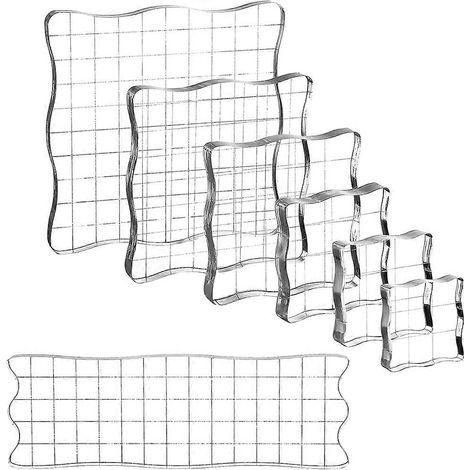 Set mit 7 transparenten Acryl-Stempelkissen mit Raster für Scrapbooking, Karten und Tagebücher. (1/5)