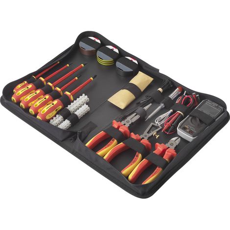TOOLCRAFT TO-7762929 Elektriker, Heimwerker Werkzeugset in Tasche 50teilig with Digital multimeter (1/5)
