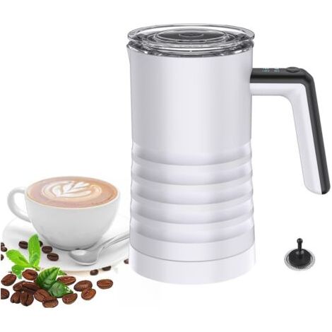 Applicable Mousseur à Lait éLectrique, 11,8 Oz/350 Ml, Machine à Mousse Chaude Et Froide Automatique, Mousseur à Lait Et Cuiseur Vapeur, Pour Latte, Cappuccino, Macchiato, Chocolat Chaud,White (1/5)