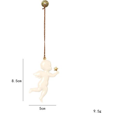 Décorations de sapin de Noël en métal, mini suspensions style nordique, ornements festifs en forme d’ange avec étoile, accessoires décoratifs pour arbre de Noël, lot de 2 pièces (1/5)