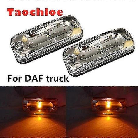 Lot de 2 feux de gabarit LED blancs 24 V pour pare-soleil de camion DAF CF (feux de signalisation ambre pour pare-soleil DAF). (1/5)