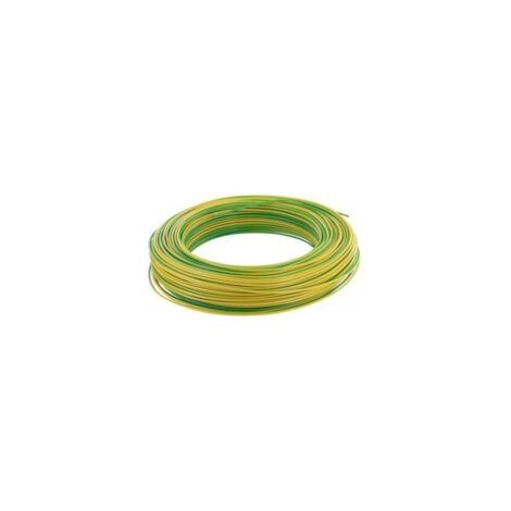 Fil électrique rigide - HO7VU - 2,5 mm² - Vert / Jaune - Couronne de 100m