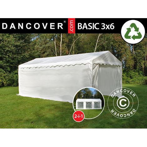 Tente de stockage Tente Abri Basic 2-en-1, 3x6m PE 700, blanc