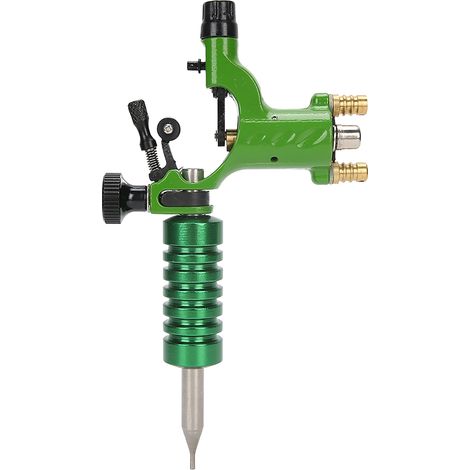 Machine à tatouer motorisée double interface liner et shader, kit avec manche, aiguilles et buses, couleur verte, pour professionnels (1/5)