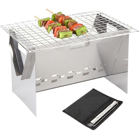 Barbecue à Charbon Portable - Équipement De Cuisson Pliant Avec Foyer Et (1/5)
