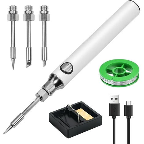 Fer À Souder Kit, Fer De Soudure Électrique Kit De Soudure Portable Sans Fil Température Réglable, Avec 3 Pointes De Soudure, Fil De Soudure, Support De Fer À Souder, Fer À Souder Professionnel Et Sûr (1/4)