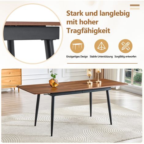 Esstisch 190,5 x 80 x 76,2 cm MDF/Metall, Walnuss, stabil für 6 bis 8 Personen – MEUBLIV (1/5)