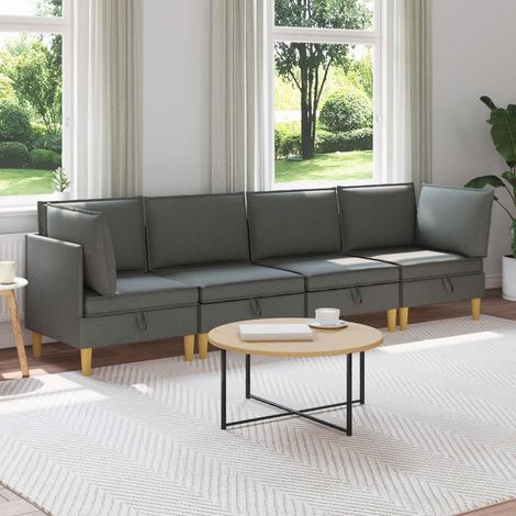 vidaXL Canapé modulaire avec rangement 4 pcs Gris foncé Tissu (1/5)