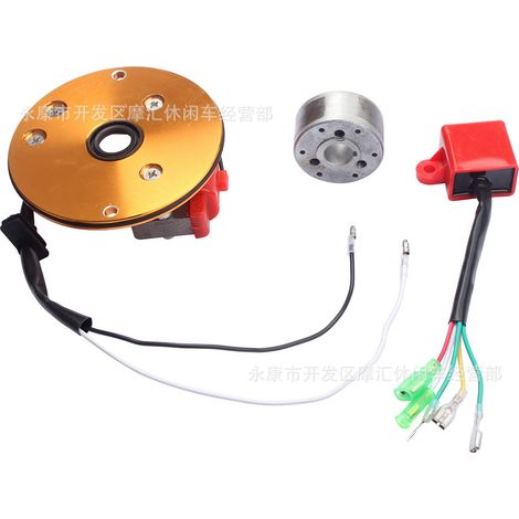 Accessoires pour motos tout-terrain adaptés aux moteurs Lifan YX 110, 125cc et 140cc : rotor de bobine magnéto haute vitesse doré. (1/5)