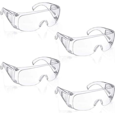 GDHZS- Xinlon 4 Paires Lunette Protection, Lunettes de Sécurité Transparentes, Lunettes de Protection la Sécurité en Laboratoire, Lunettes de Sécurité (1/4)
