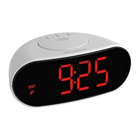 TFA 60.2505 Despertador radio control blanco con dígitos rojos LED