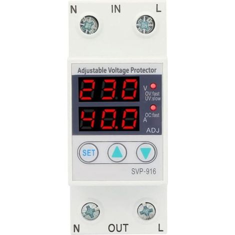 Protector de corriente de 230 VCA, monofásico de 40 A, con protección inteligente contra sobretensión y subtensión ajustable.