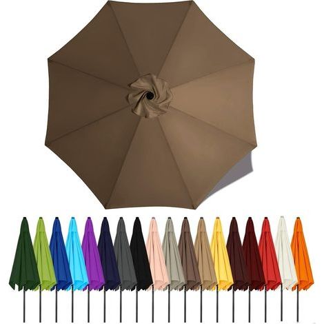 Auvent De Remplacement Pour Parasol De Terrasse, Toile De Parasol Pour Cour Jardin Plage, Protection UV Housse De Rechange(Light brown,4m - 8Ribs) (1/5)