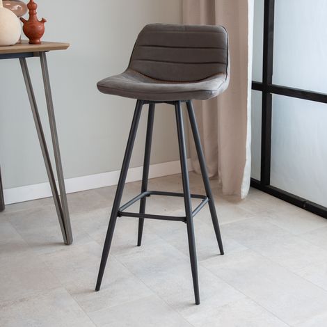Tabouret de bar industriel Kenton anthracite hauteur d'assise (1/5)