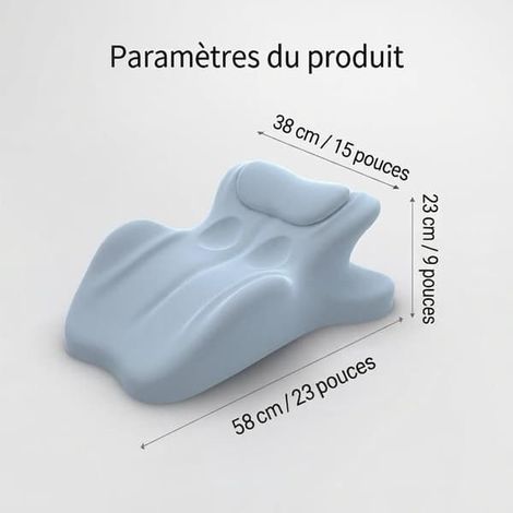 Oreiller ergonomique incliné à 27°, oreiller cale multifonctionnel en mousse à mémoire de forme (bleu) (1/4)