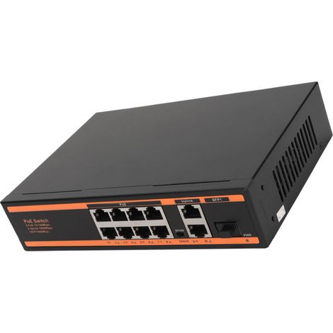 Un commutateur PoE Gigabit non géré à 11 ports prenant en charge la norme 802.3af 100/1000 Mbps, adapté aux caméras IP et nécessitant un adaptateur secteur standard américain de 100-240 V. (1/5)