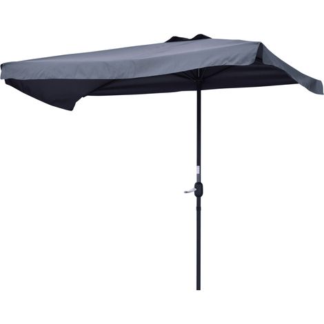 Outsunny Halbschirm für Balkon, 5 Metallstreben, 2,3 x 1,3 x 2,49 m, hochdichtes Polyester, grau