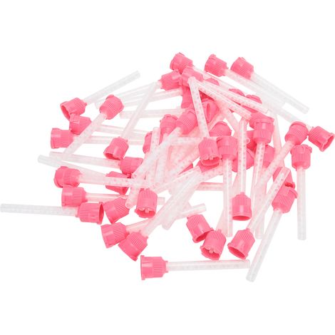50 têtes de mélange jetables en caoutchouc silicone, pistolet mélangeur en caoutchouc silicone, tête de mélange 87003, rose (1/5)