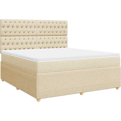 Boxspringbett mit Matratze Creme 180x200 cm Stoff vidaXL (1/5)