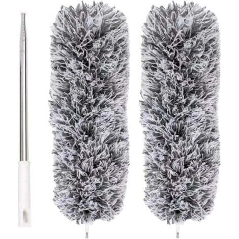 Plumeau Extensible en Microfibre avec Perche télescopique en Acier 110 po et tête Nettoyage Pliable Plumeau Plafond Lavable (1/4)