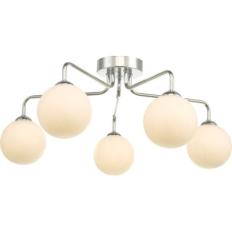 DAR FEYA - Plafonnier Semi Plafonnier Plafonnier Verre Opale Chrome Poli, 5x G9 (1/5)