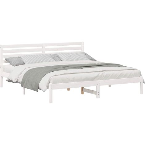 Maison Exclusive - Cadre de lit avec tête de lit Blanc 180 x 200 cm Pin massif (1/5)