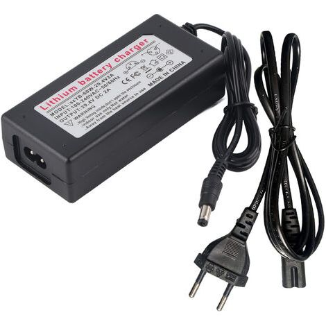 Adaptateur de chargeur d'alimentation, chargeur de prise de scooter électrique en plastique de fibre de carbone 29.4V 2000mA 100-240V pour scooter électrique de vélo électrique(Noir (prise EU) (1/5)