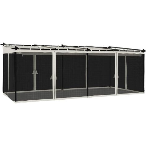 Tonnelle avec parois en filet crème 6x3 m acier (1/5)