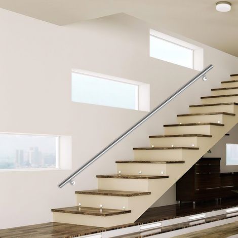 Jiubiaz Corrimano inox 180 cm Ø42 mm in acciaio inox 304, ringhiera a parete spazzolata per scale balcone terrazza interno esterno (1/5)