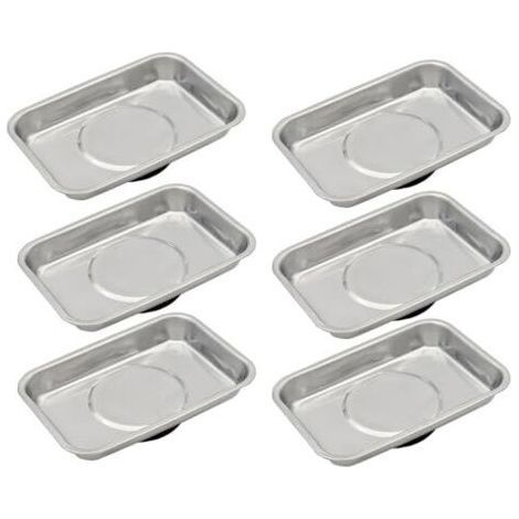 Plateau magnétique 6 pièces 95x65mm, plateau à outils magnétique en acier inoxydable, maintient les vis, les forets et les clous, aimant haute performance, plateau magnétique épaissi (1/4)