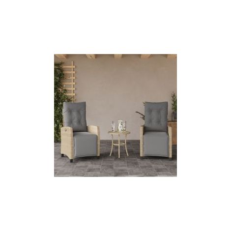 Chaises inclinables de jardin lot de 2 avec repose-pied rotin (1/5)