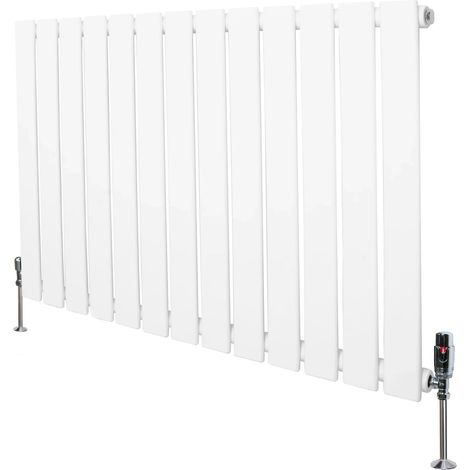 Flat Single Column Radiator & Valves – 600mm x 910mm – White (1/5)