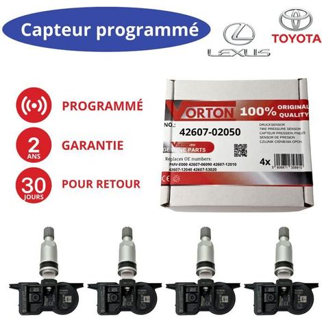 4x Sensor de presión de neumáticos TPMS programado Válvula de rueda EE. UU. LEXUS ES RX NX 250 300H 350 350H 450H TOYOTA Venza RAV4 Highlander (1/5)