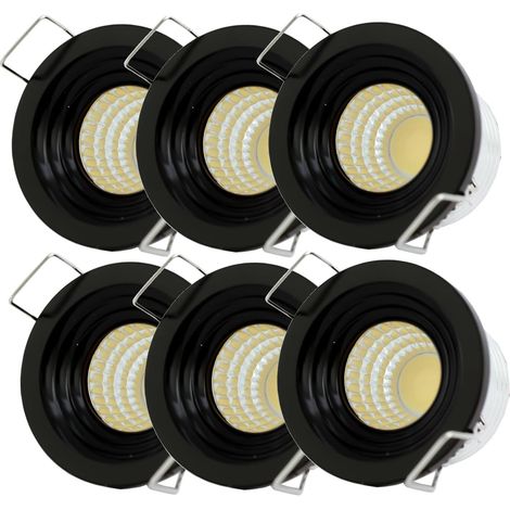 Lot de 6 mini spots Encastrés 3W avec Transformateur Remplaçable boîtier Intérieur en Aluminium Spots LED encastrés pour verrières balcons éclairage de plafond et meubles DIY (Noir)