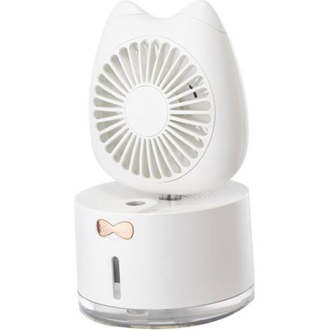 Ventilateur d'humidification, ventilateur USB, mini ventilateur d'été, ventilateur chat blanc (1/5)