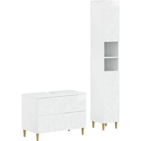 Maison Exclusive - Set di Armadi da Bagno da 2 Pezzi DELFT Bianco Lucido (1/5)
