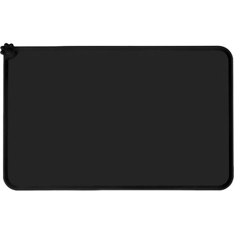 Tapis de gamelle en silicone pour animaux - Tapis antidérapant pour gamelle - Tapis d'alimentation imperméable pour chiens et chats - Noir (1/5)