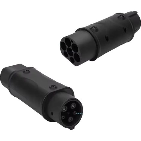 Adaptador de conector de carga para vehículos eléctricos, compatible con Tipo 1 y Tipo 2, capacidad de corriente de 32 A, 7,2 kW Tipo 2 a Tipo 1 (1/2)