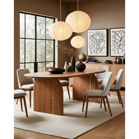 Véga - Table salle à manger ovale bois acacia, Piétement Design Courbe & Style Minimaliste (1/5)