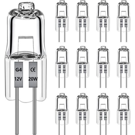 12 Pièces Ampoule Halogène G4 12V 20W 470LM, Ampoule Dimmable 2700K Blanc Chaud, G4 Halogène Pour Hotte, Cuisine, Salon, Chambre, L'éclairage D'Armoire et Ainsi de Suite [Classe énergétique C]
